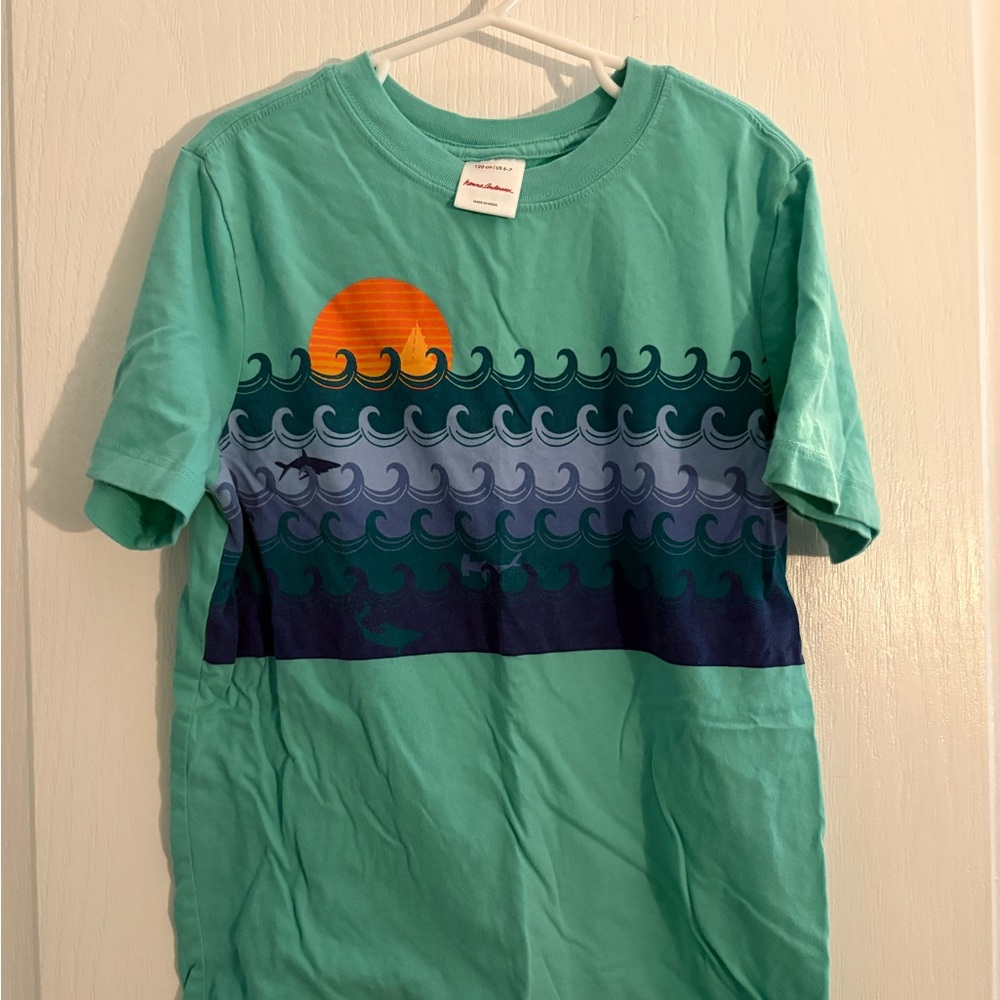 Hanna Andersson Teal Ocean Wave Tee